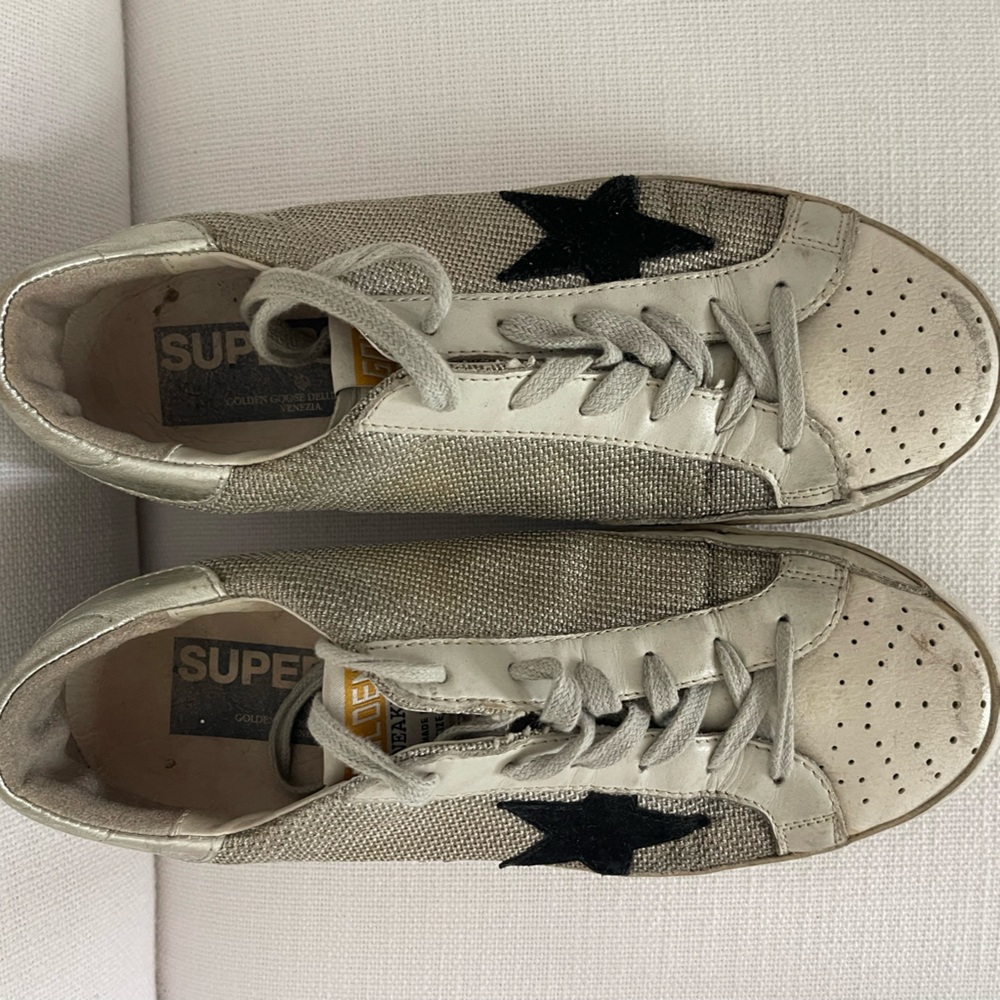 Golden Goose Superstar cloth low trainers size 39, black and white